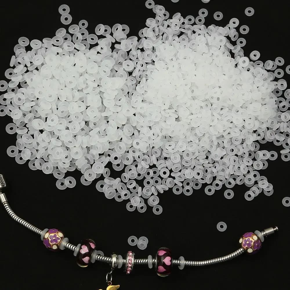 25 pieces per pack, white silicone clip accessories, safety stoppers, silicone spacer beads, suitable for 2mm holes, for beaded bracelets, necklaces and jewelry making - beading supplies