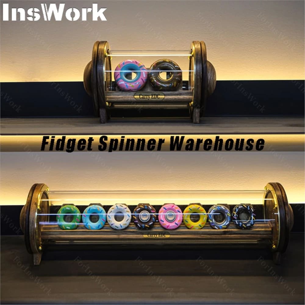 Fidget Spinner Magazzino Espositore Scatola di immagazzinaggio EDC Giocattolo Periferico Scatola di immagazzinaggio da tavolo in legno Scatola per la polvere