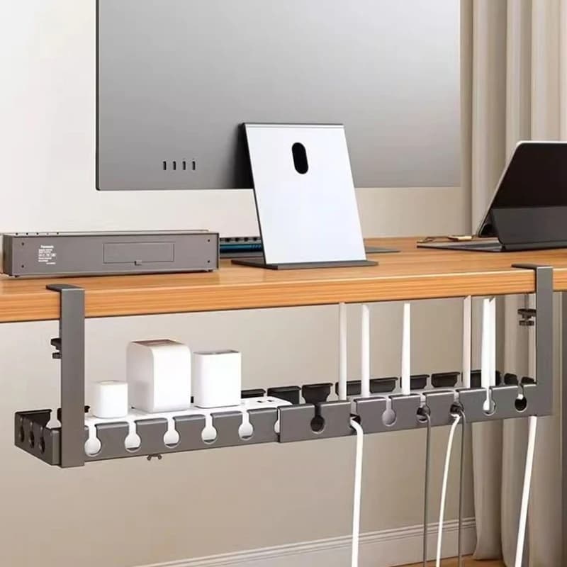 Organizzatore per cavi sotto il tavolo, senza punzonatura, per router, rack di stoccaggio per cavi, supporto per la gestione dei cavi regolabile, forniture per ufficio domestico
