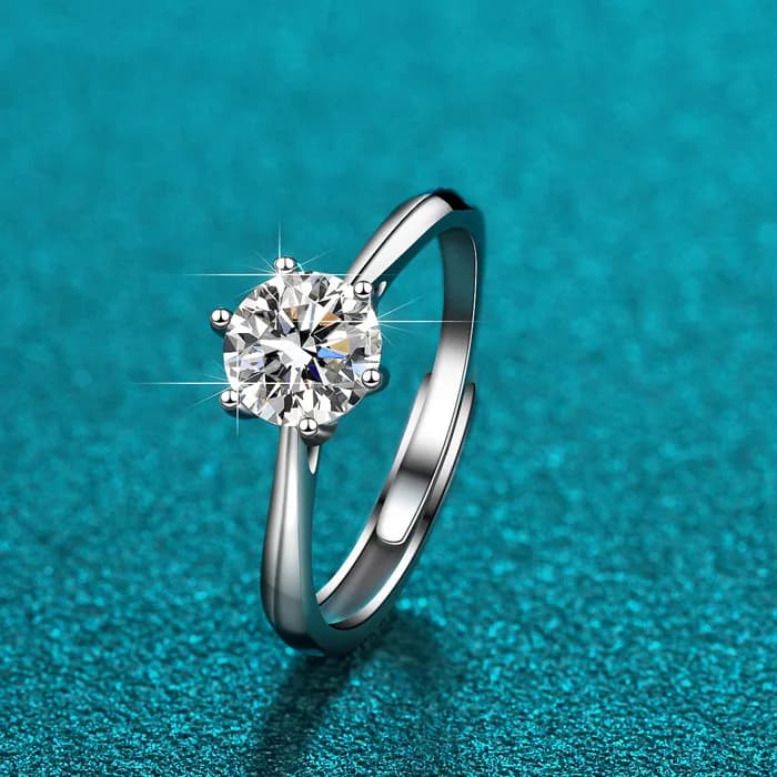 Anello con Diamante Moissanite da 0,3ct 6mm per Donne, Argento Sterling 925 Placcato Oro, Fede Nuziale per Matrimoni e Feste, Gioielli Anillos