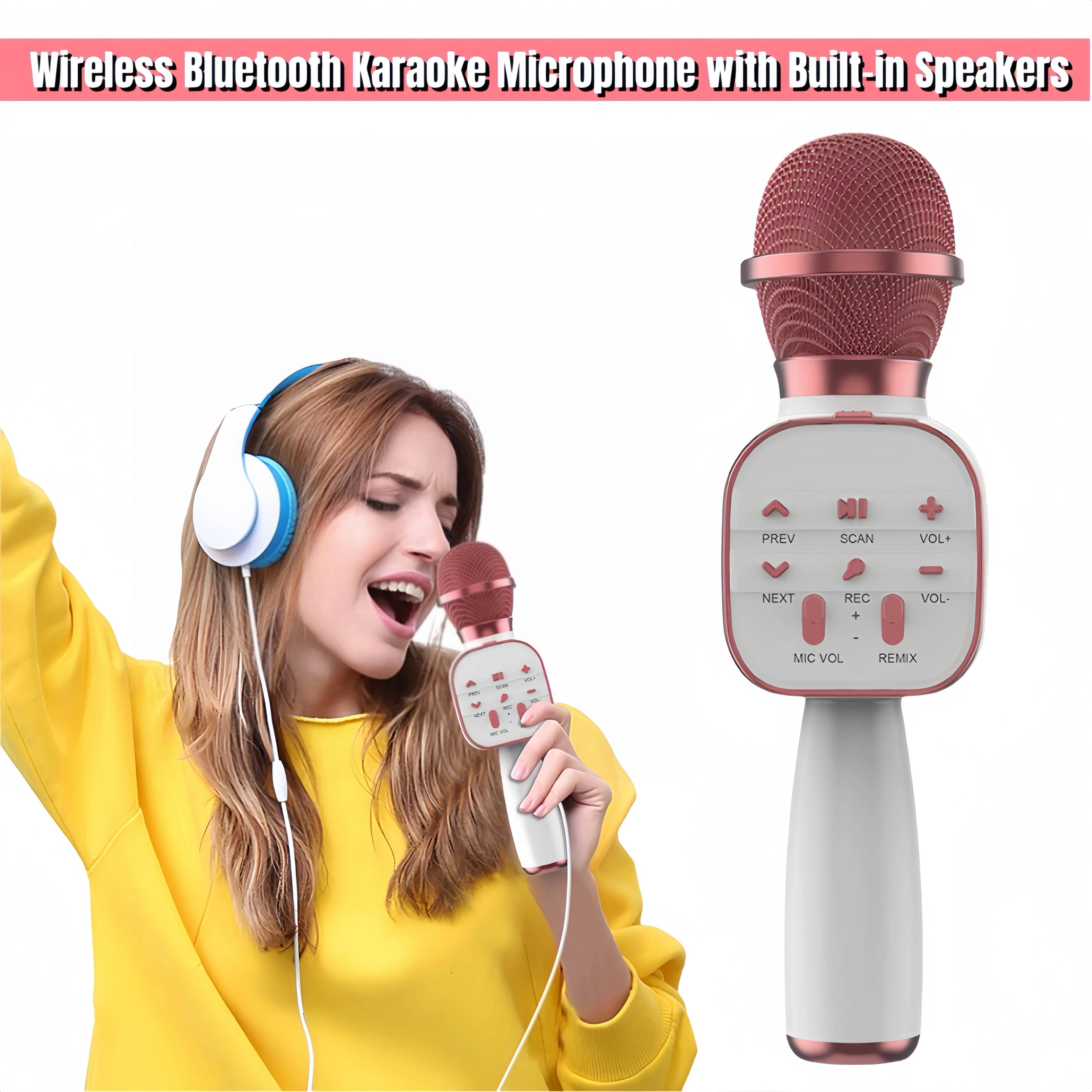 Microfono karaoke wireless Bluetooth, altoparlante portatile per microfono karaoke portatile 5 in 1, festa in casa per tutti gli smartphone PC