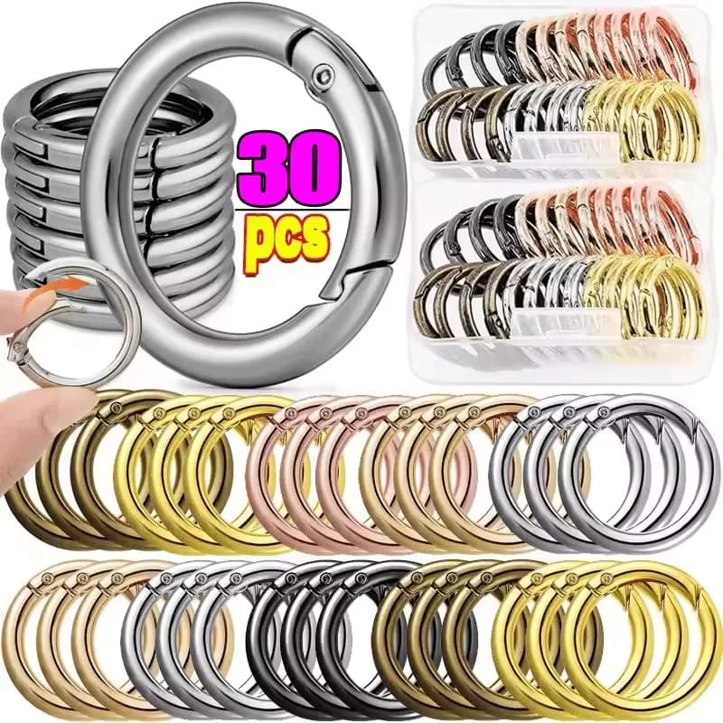30/10pcs Metallo O Ring Catenacci a Molla per Gioielli FAI DA TE Apribile Rotondo Moschettone Portachiavi Borsa Pinze Gancio Cane Catena Fibbie connettore