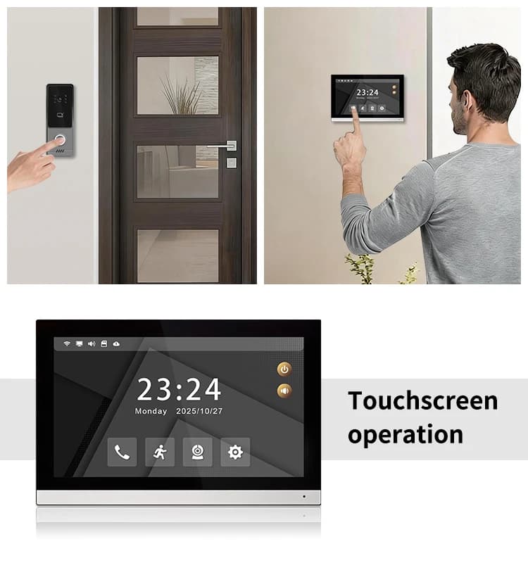 2 Wire Video Intercom System 1080P WiFi Tuya Smart Video Doorbell with 10 Inch Touch Screen Monitor