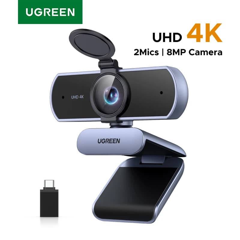 Webcam UGREEN 2K 4K with microphone, automatic correction of Full HD light, webcam video for streaming
