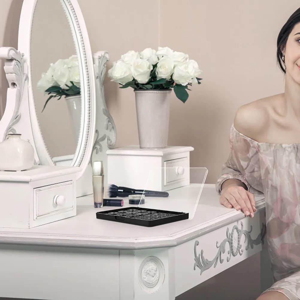Palette Vuota per Ombretti Fai-da-te, 24 Scomparti, Vassoio Magnetico per Trucco, Organizer da Viaggio, Contenitore Quadrato per Blush