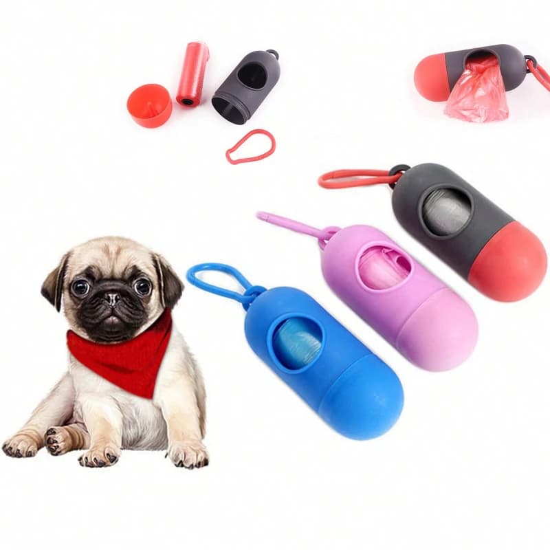 Dispenser Portatile per Sacchetti per Escrementi di Cane con Clip, Contenitore per Sacchetti per Rifiuti di Animali Domestici per Passeggiate all'Aperto, Viaggi ed Escursioni