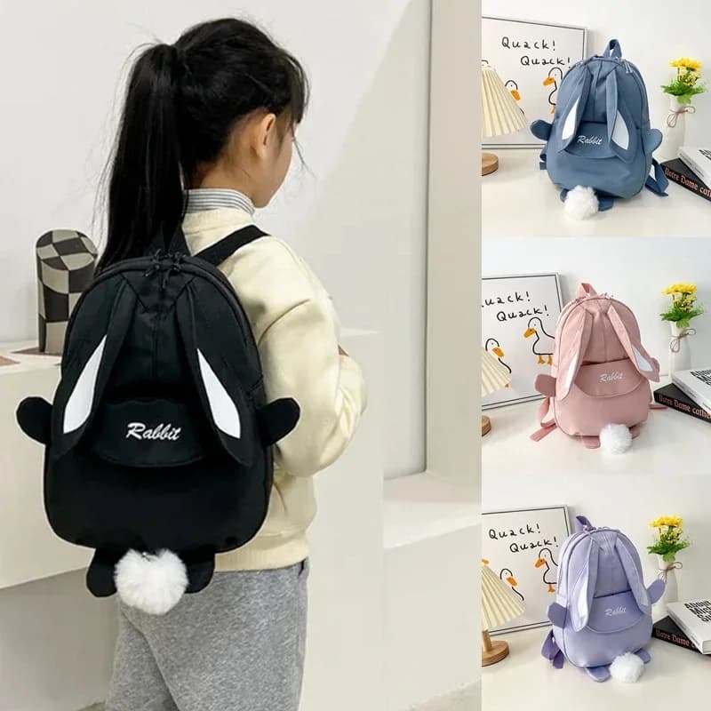Zaini coniglietto carino Animali Design Zaino per bambini per ragazze Borsa per bambini con coniglio per asilo con orecchie Zaino per libri scolastici per ragazze