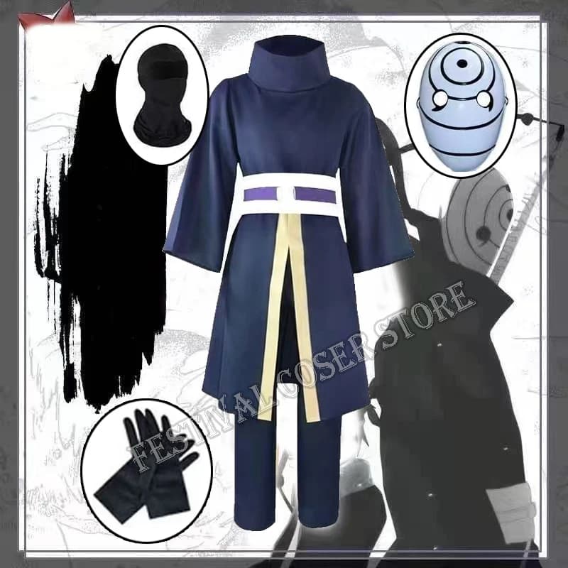 Anime Uchiha Obito Cosplay Costume Halloween Costumes for Women Men Ninja Japanese Robe Kimono Performance Festival Unisex