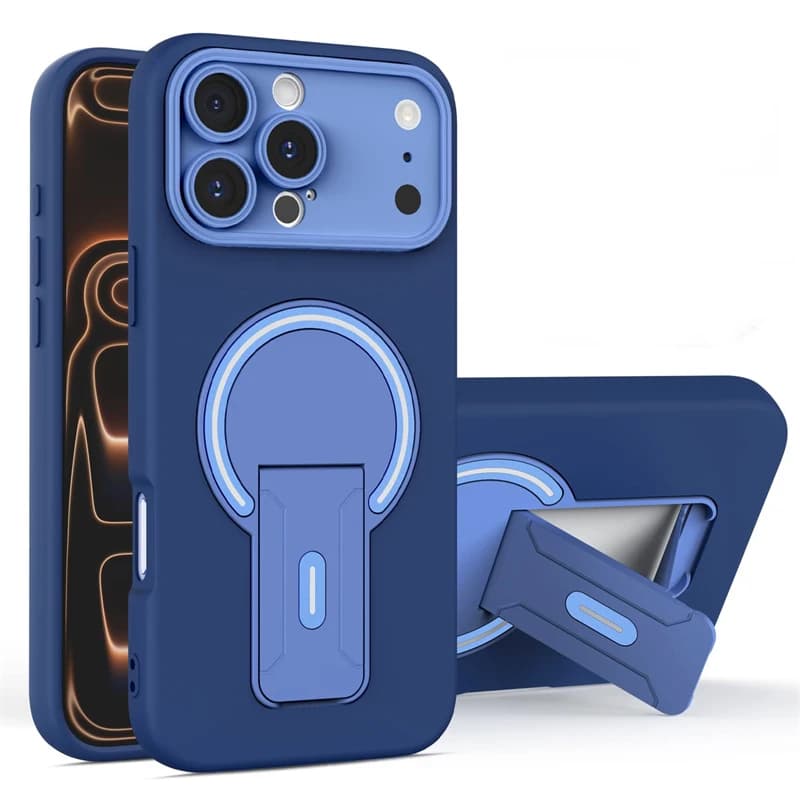 Luxury For Magsafe Matte Magnetic Folding Bracket 2IN1 Case For iPhone 11 12 13 14 15 16 17 Pro Max Plus Camera Protection Cover