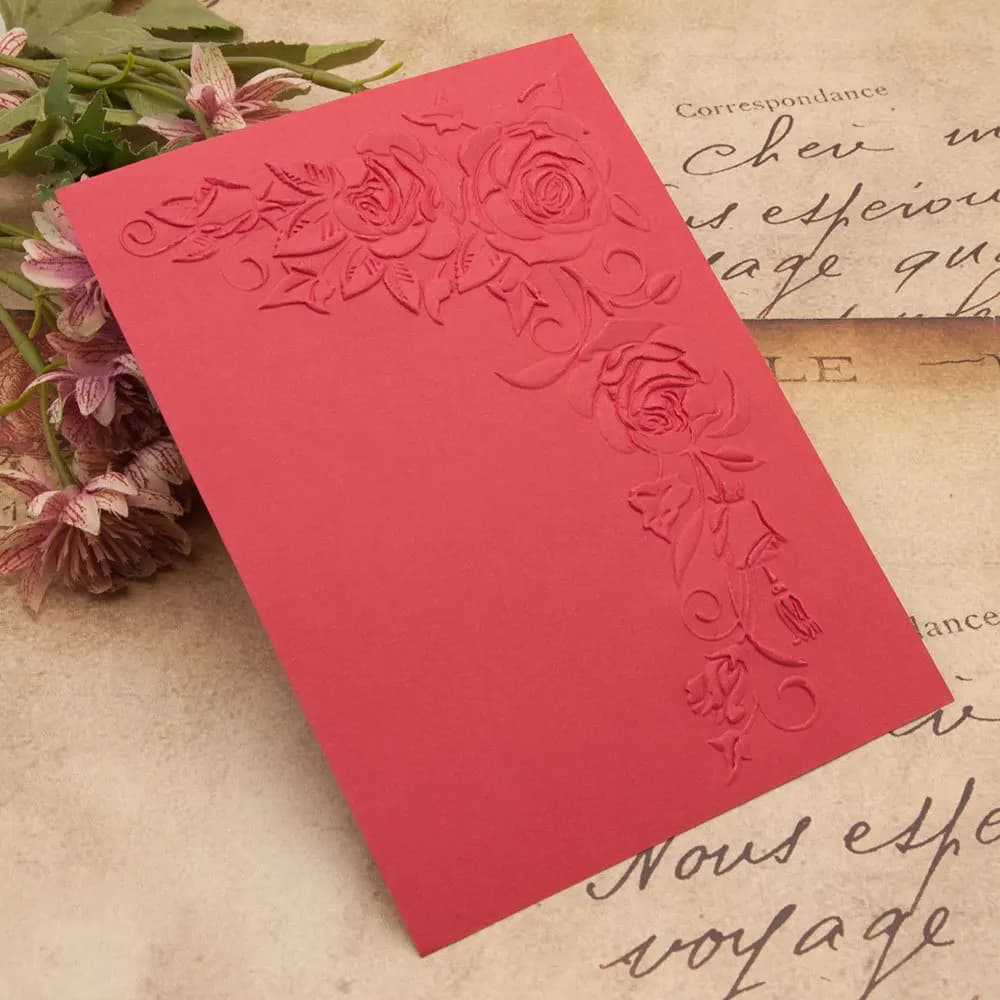 Cartelle per goffratura rosa 3D Fiore File in rilievo in plastica fai-da-te per la creazione di cartoline Modello Scrapbooking Sfondo Decorazione artigianale