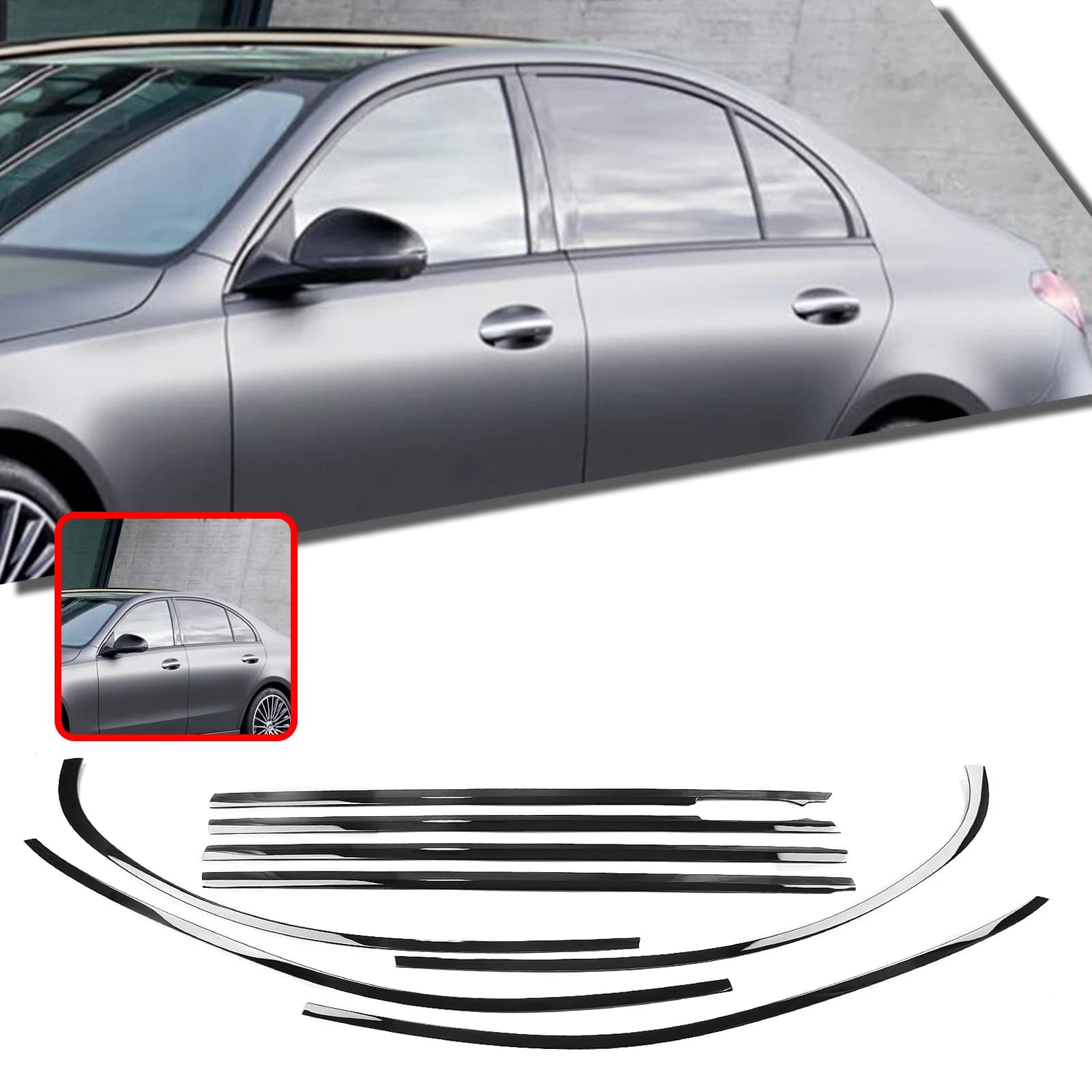 For Mercedes Benz C Class W206 2022-2025 C200 C220 C260 C300 Sedan Short Axis Exterior Window Trim Strip Seal Cover Weatherstrip