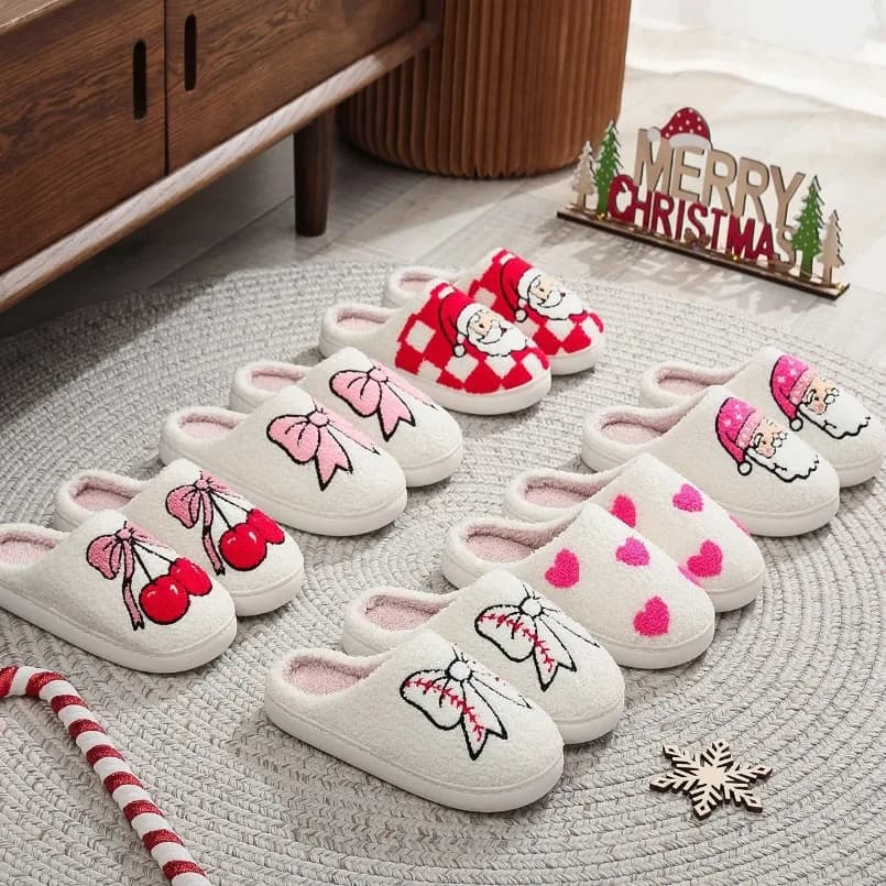 Women's Winter Slippers in Gatto Shape, Kawaii Animato Carton, in Plush, Funny, Dog Shape Puppy, Soft, from Interior, for Home, with Heart, for Women