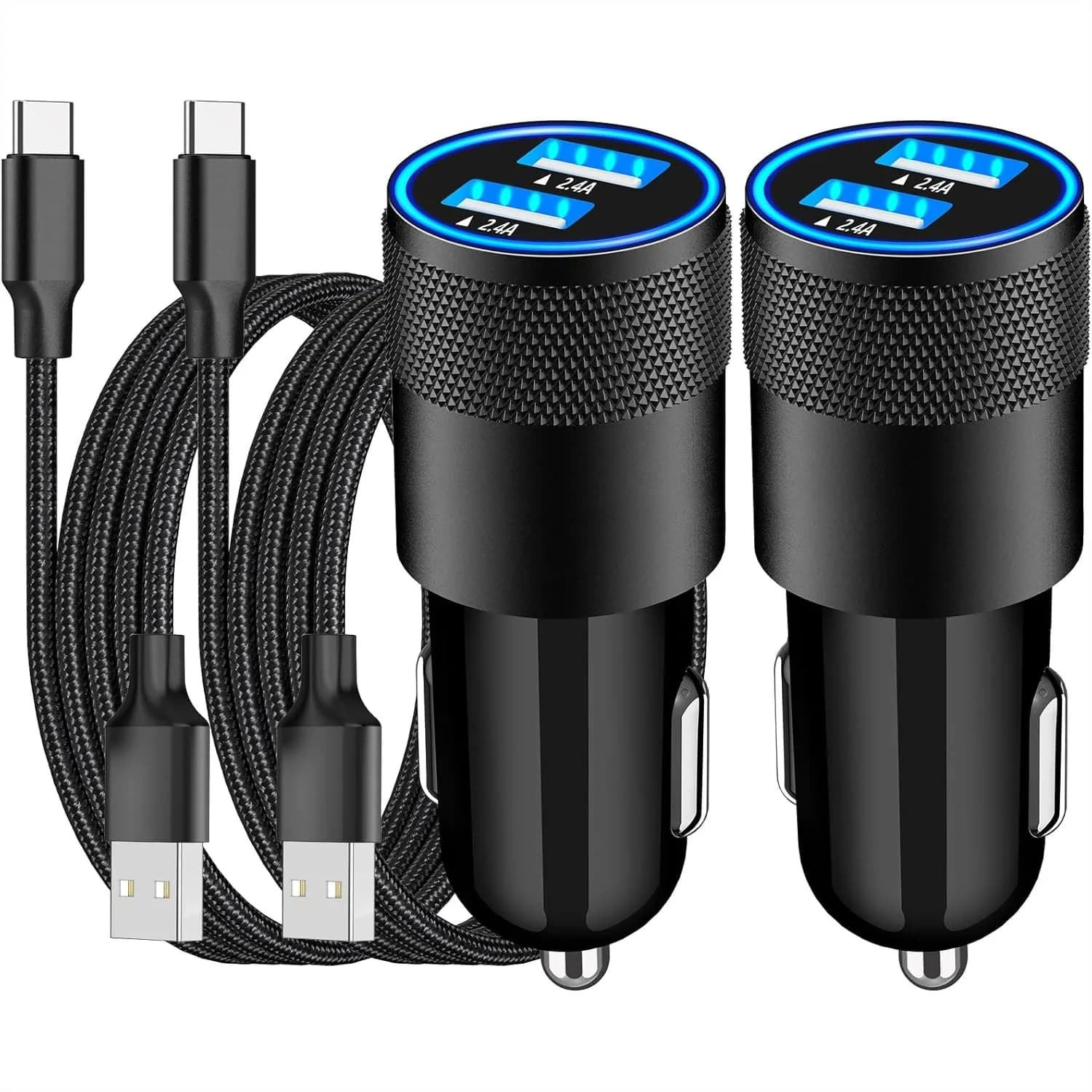 Caricabatterie da Auto per iPhone a Ricarica Rapida Certificato MFi, Confezione da 2 con Cavo USB-C per iPhone 17/16/15, Galaxy S26/S25, Pixel