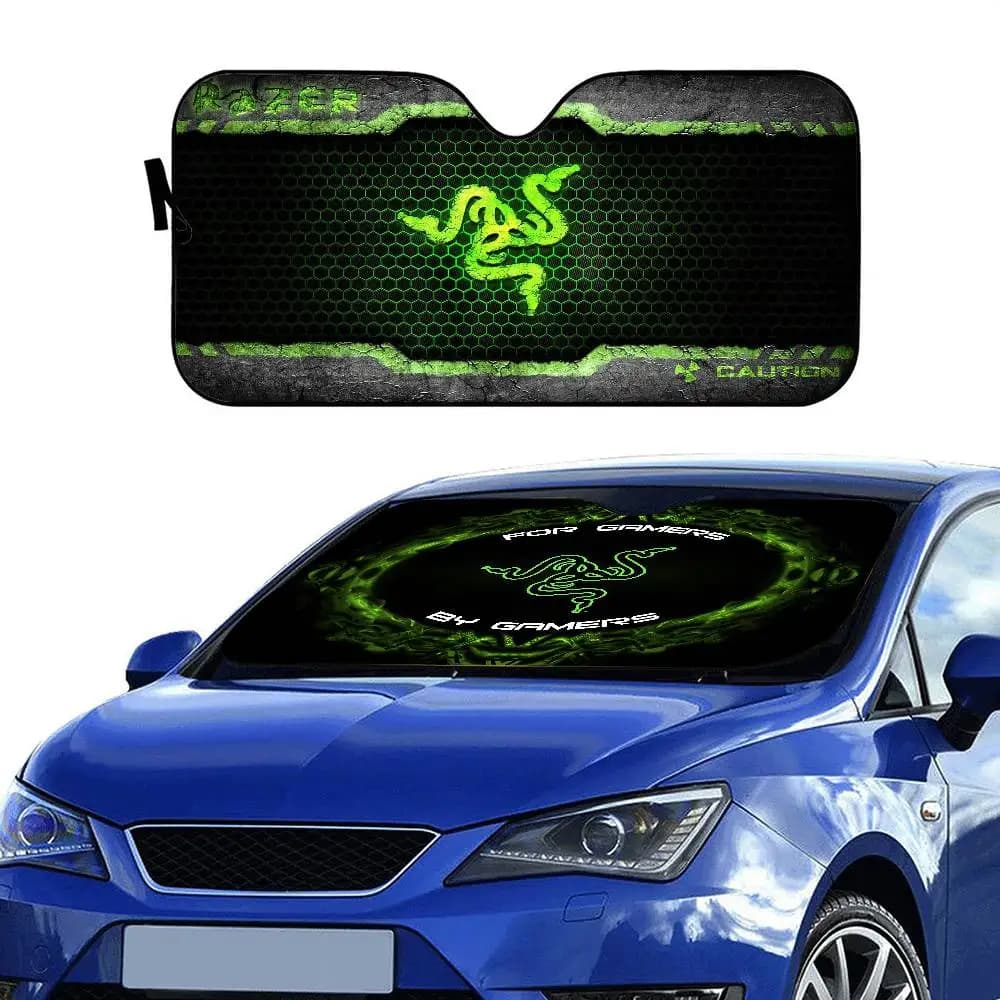 Parasole R-RAZER con logo, a forma di serpente, per auto, riscaldato, per parabrezza e finestrini, protezione solare, visiera auto