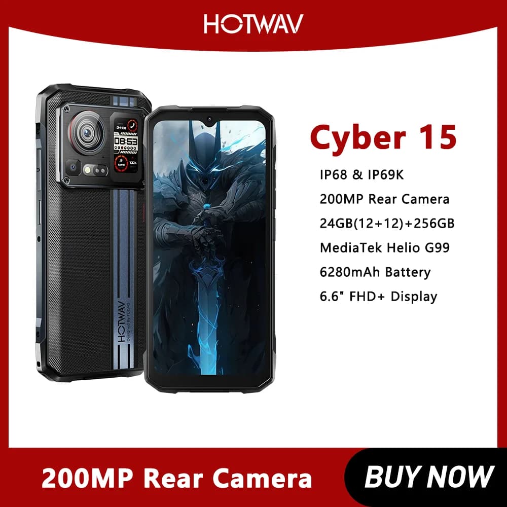 HOTWAV Cyber 15 telefono robusto 6.6 FHD + 120Hz 200MP PixSmart G99 Smartphone 24GB 256GB telefono cellulare ultrasottile NFC
