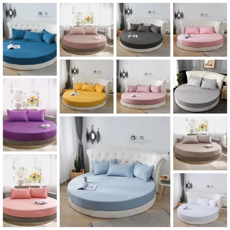 100% Cotton Hotel Round Bedding Fitted Bed sheet with Elastic band romantic Themed Hotel Round Mattress Cover 200cm-220cm