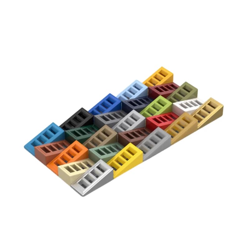 30 particelle assemblate MOC 61409 pendenza 18 ° 2 x 1 x 2/3 con 4 slot blocchi di costruzione giocattoli educativi per bambini