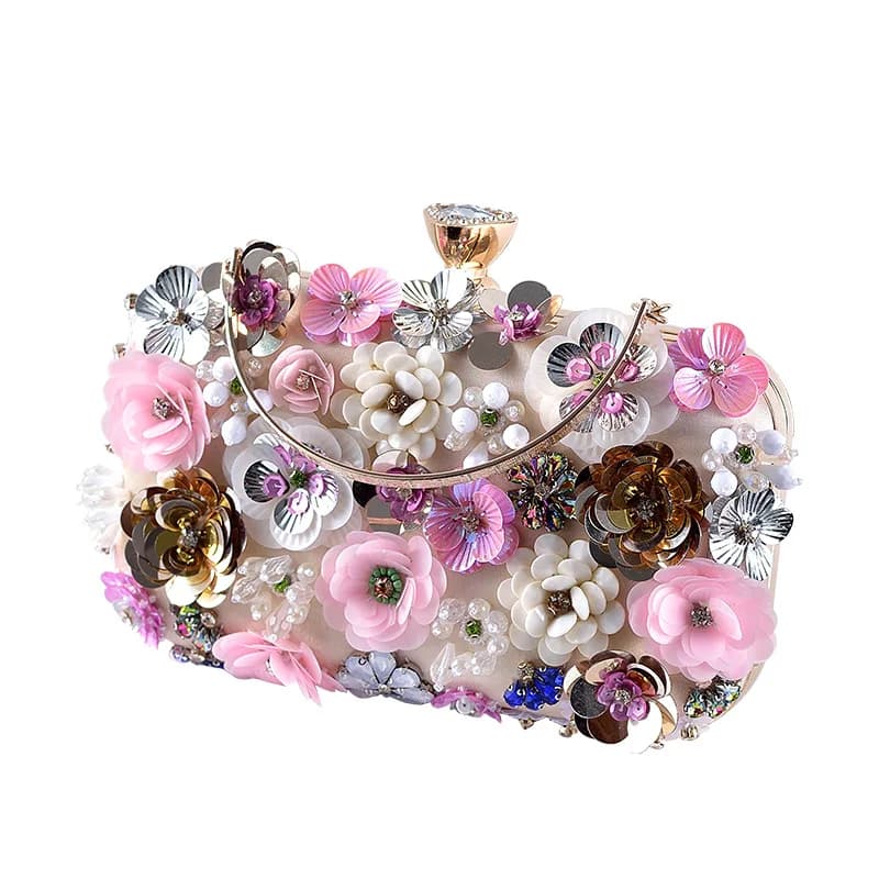 Borse da donna alla moda Fiore Diamanti Ricamo Piccola pochette Borse da donna di lusso Borse da sera Borsa a tracolla a catena di nuovo arrivo