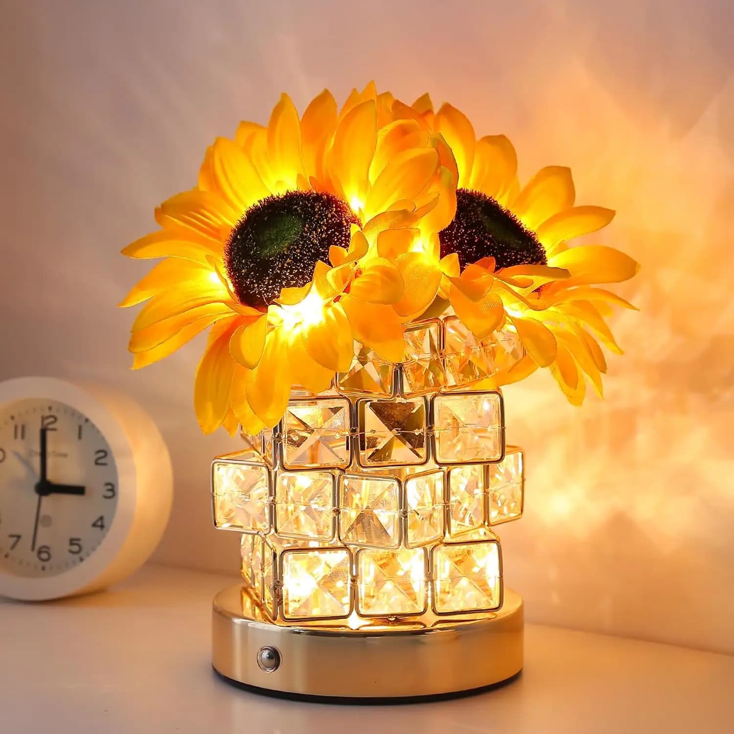 Lampada Girasole Ricaricabile Senza Fili con Luce Notturna Touch a 3 Colori Dimmerabili per Arredamento Casa e Regali