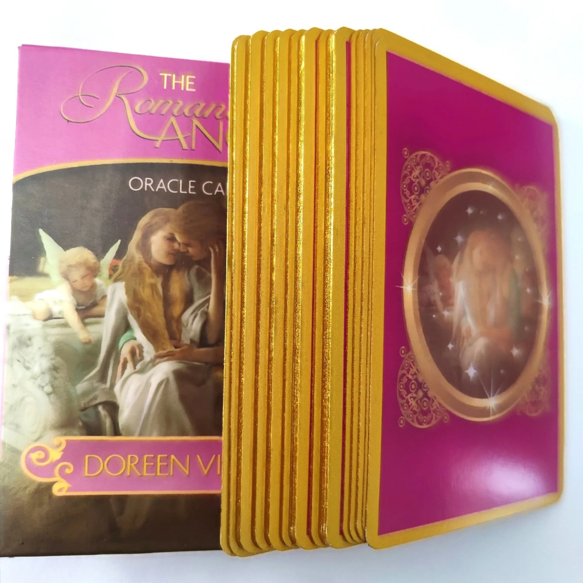 12*7cm inglese New Romance Angels Oracle Cards Deck tarocchi Cards By Doreen virtuum Out Of Print bordo dorato con manuale di carta