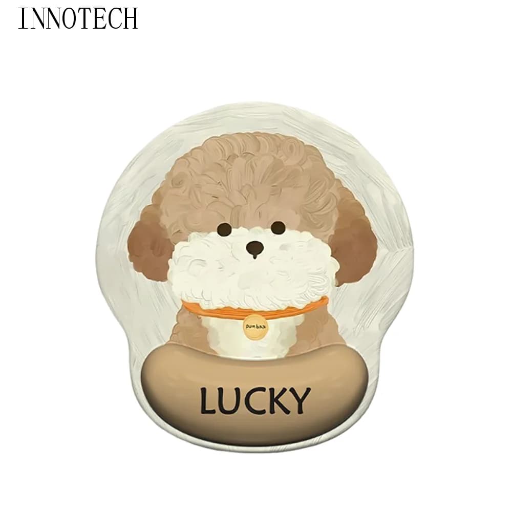Tappetino per mouse Kawaii con poggiapolsi in gomma antiscivolo, stampa HD di cuccioli, accessorio per laptop