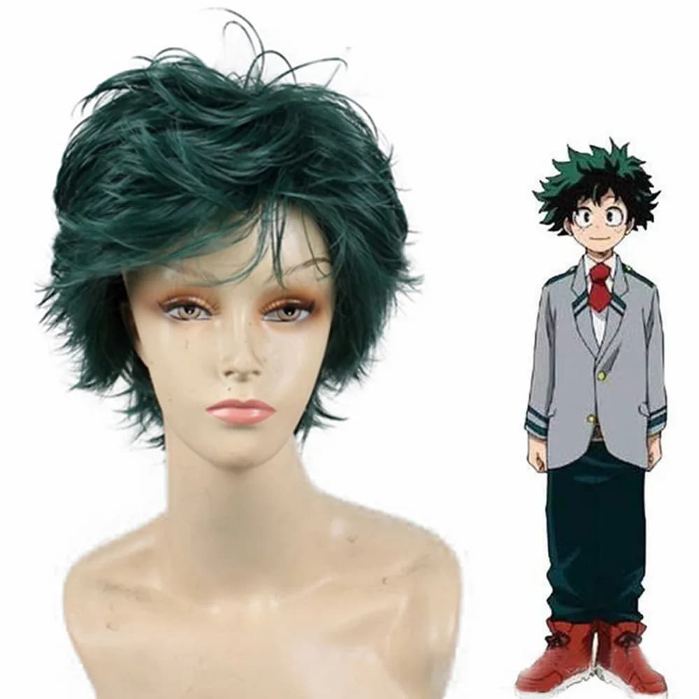 Parrucca Sintetica Corta Verde Scuro per Donne, Resistente al Calore, Naturale a Strati, Stile Pixie, per Cosplay e Uso Quotidiano, Cappello Incluso