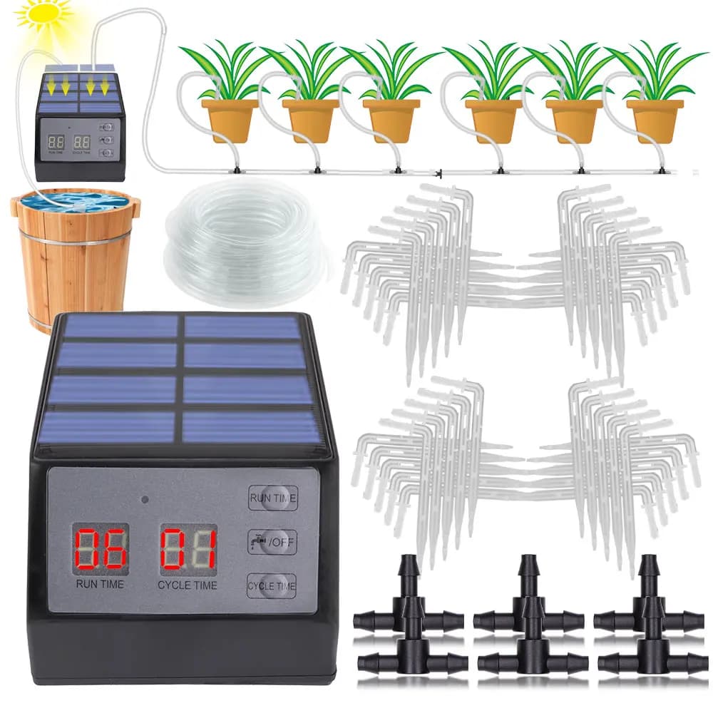 Timer di energia solare dispositivo di irrigazione a goccia automatico per piante da giardino sistema di irrigazione Bonsai kit di irrigazione a Micro-goccia per tubi da 1/4"