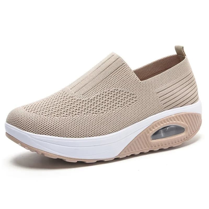 Sneakers vulcanizzate estive da donna alla moda, con plateau, tinta unita, scarpe basse casual traspiranti con zeppa, sneakers da passeggio da donna