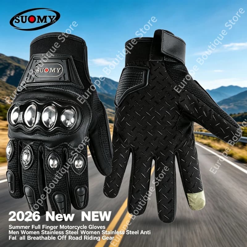 Guanti da Moto Estivi 2026 NUOVI con Dita Intere, Uomo Donna, in Acciaio Inossidabile, Anti-Caduta, Traspiranti, per Off-Road