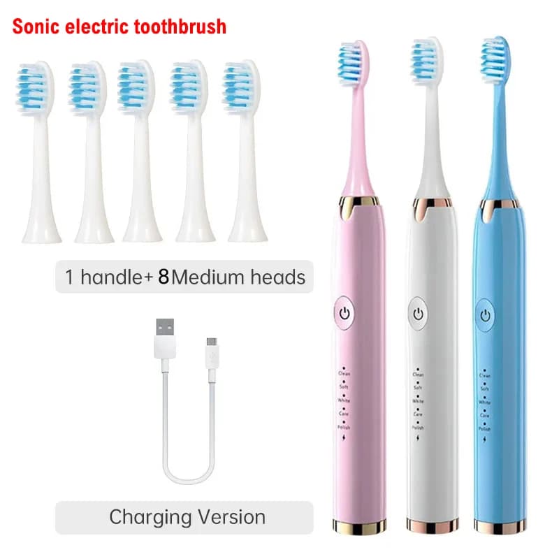 Sonic Electric Toothbrush Automatic Rechargeable Waterproof Ultrasonic Toothbrush for Soft Hair 4 Head Cleaning Brush