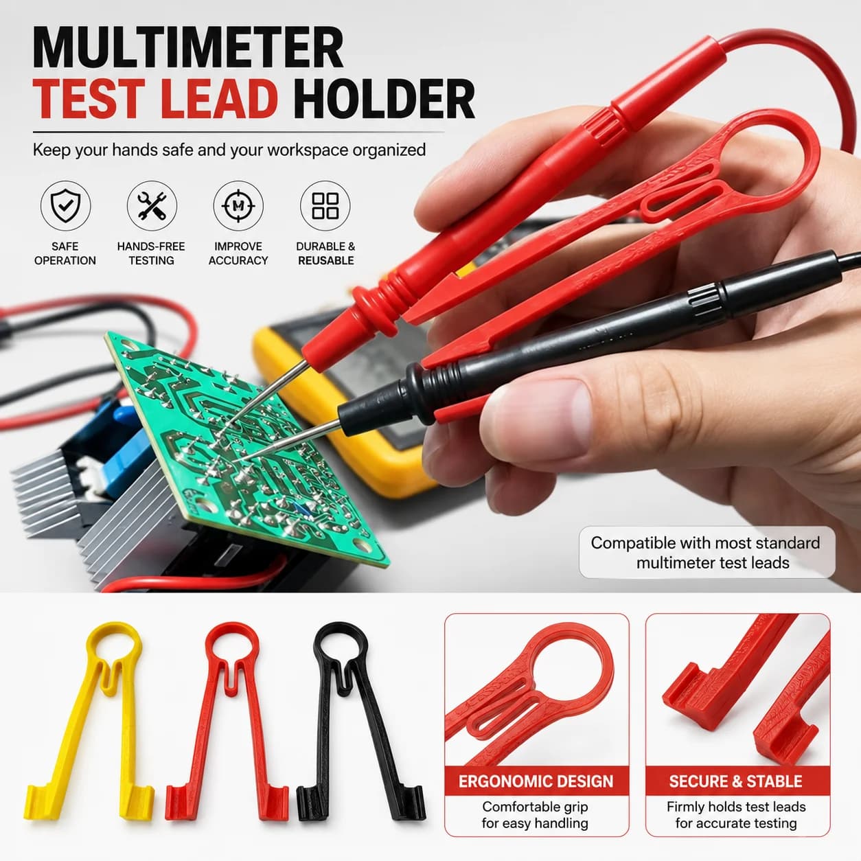 Multimeter Probe Locking Tool Electrical Testing Accessories for Power Supply Maintenance DIY Essential
