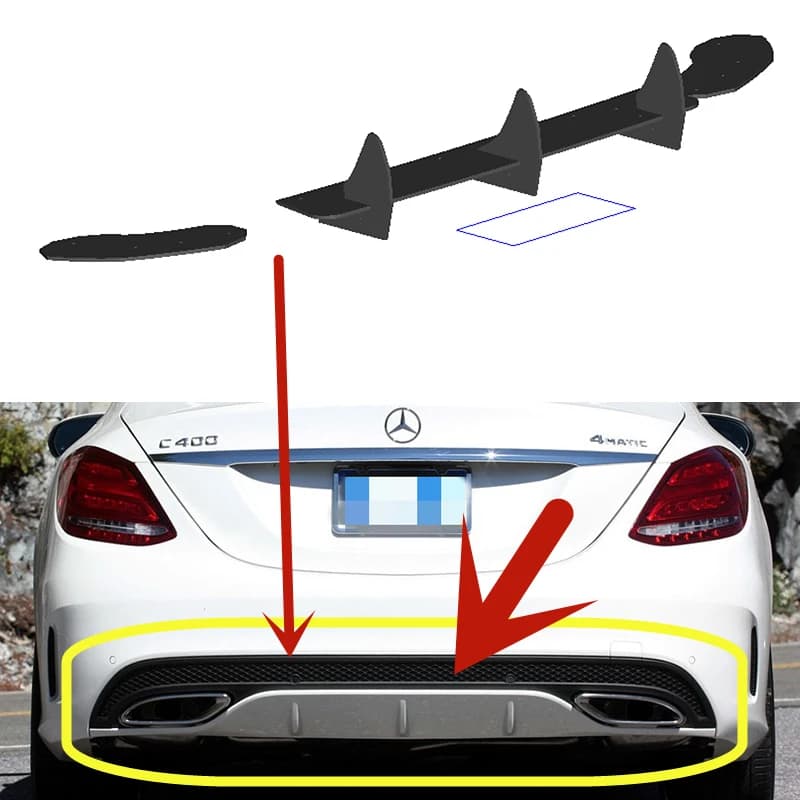 Per Mercedes Benz classe C W205 2014-2020 anno diffusore posteriore paraurti labbra Spoiler Splitter Body Kit accessori