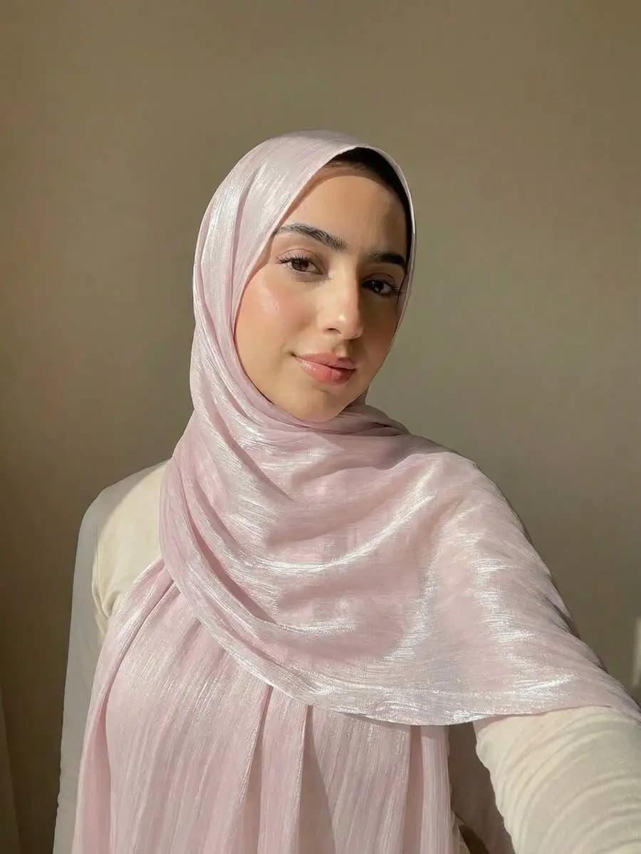 1pc Women's Basic Solid Color Silk-Like Elegant Shiny Soft Headscarf, Arabian Casual Long Scarf, Conservative Plain Headwrap, Su