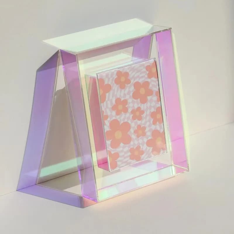 Colorful Acrylic Photo Frame Box Diy Poster Mounting Display Stand Table Ornaments Creative Picture Message Board Holder