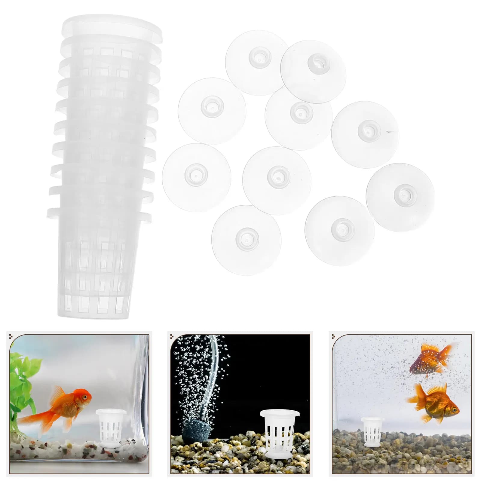 1Set Hydroponic Net Pots Suction Cup Design Stable Mount Mesh Nursery Grow Basket for Hydroponics Plant Containers Mesh Garden
