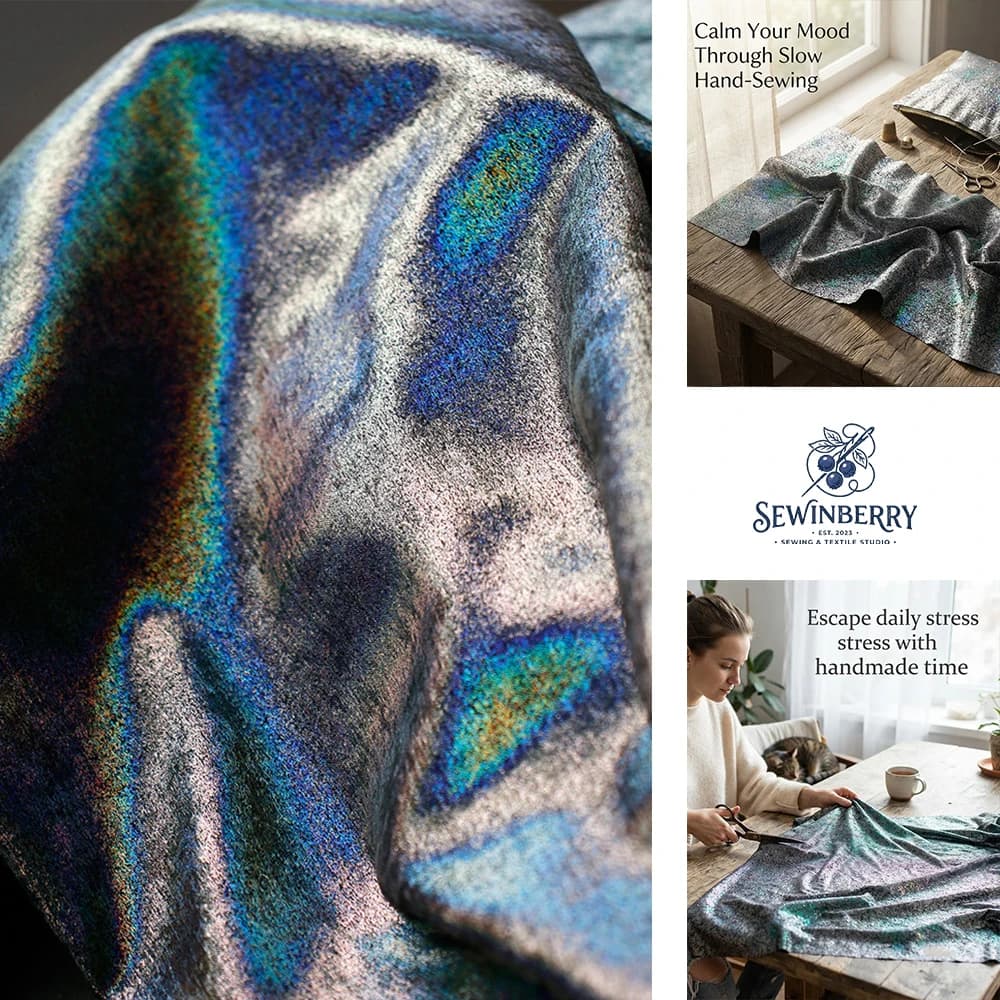Dark Gothic Iridescent Holographic Metallic Coated Fabric Stress‑Relief DIY Sewing Material For Costume Party Decoration