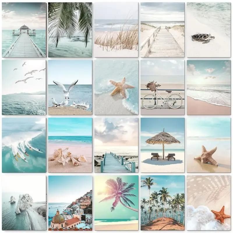 GATYZTORY Pittura a olio con i numeri per adulti Paesaggio della spiaggia da colorare con i numeri Regalo fai da te Immagine Disegno dipinto a mano Wall Art E