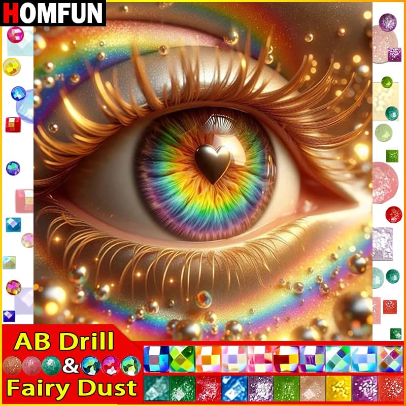 HOMFUN Fairy Dust AB 5D fai da te diamante pieno ricamo "ritratto occhi" pittura diamante punto croce strass decorazione della casa