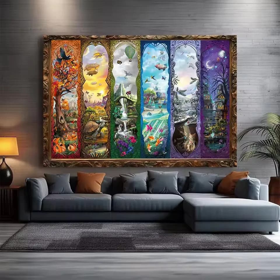 5D Full Square Diamond Art Painting DIY Four Seasons Landscape Picture Collage Diamond Embroidery Mosaic Cross Stitch Kit Decor