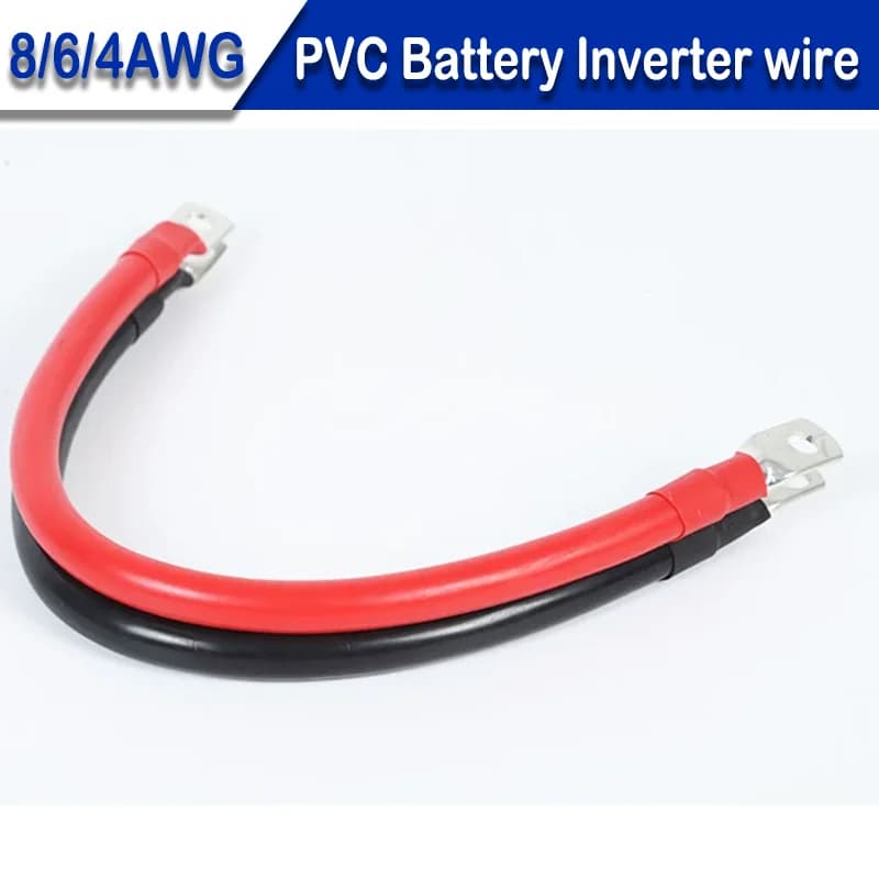Soft Car Battery Wire PVC Cable With M8 Lug Red Black 8/6/4AWG Electrical Wire for Auto RV Solar Panel Inverter Length 20~100cm