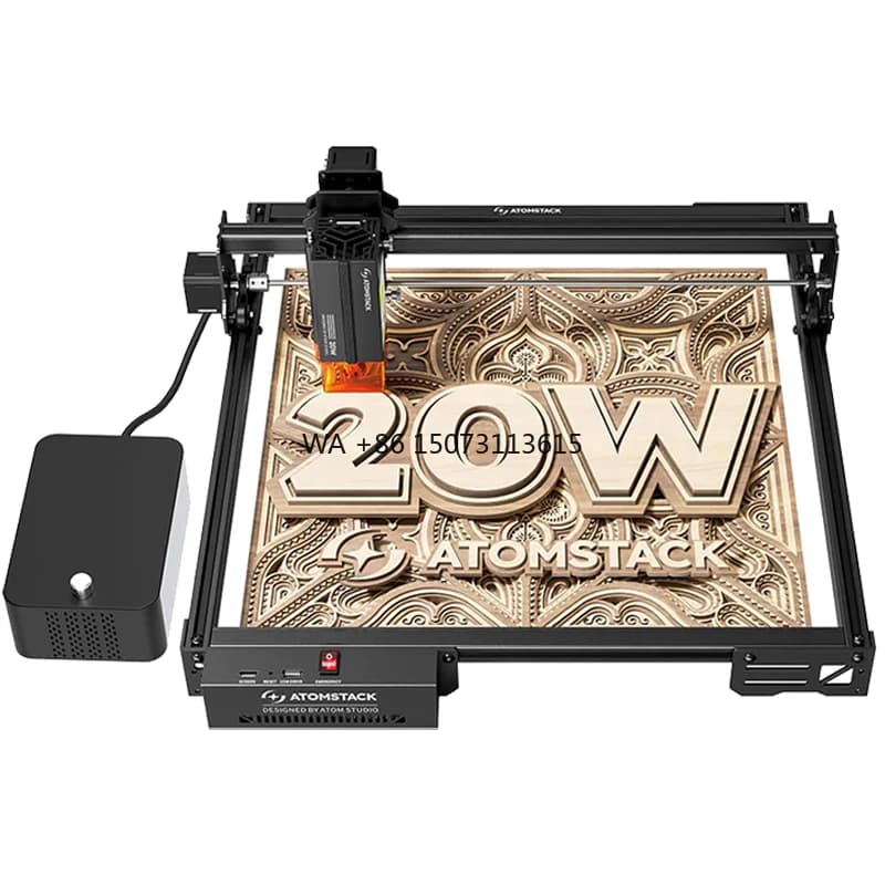 ATOMSTACK 20W Macchina per incisione laser A20 PRO V2 Taglierina con pompa d'aria F60 60/min Incisore ad alta precisione per regali personalizzati