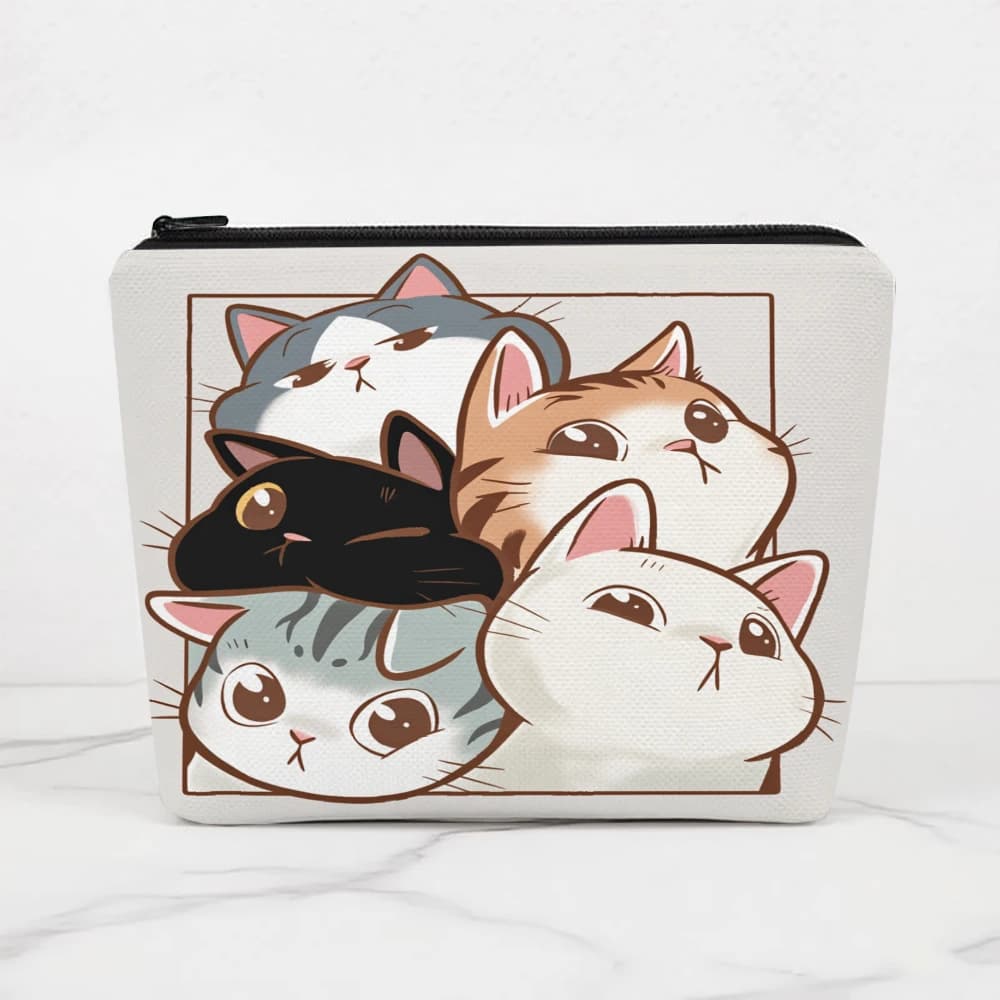 Borse per il trucco con stampa di gatti carini per ragazze, pochette per cosmetici, borsa da toilette, astuccio per matite, custodia da viaggio