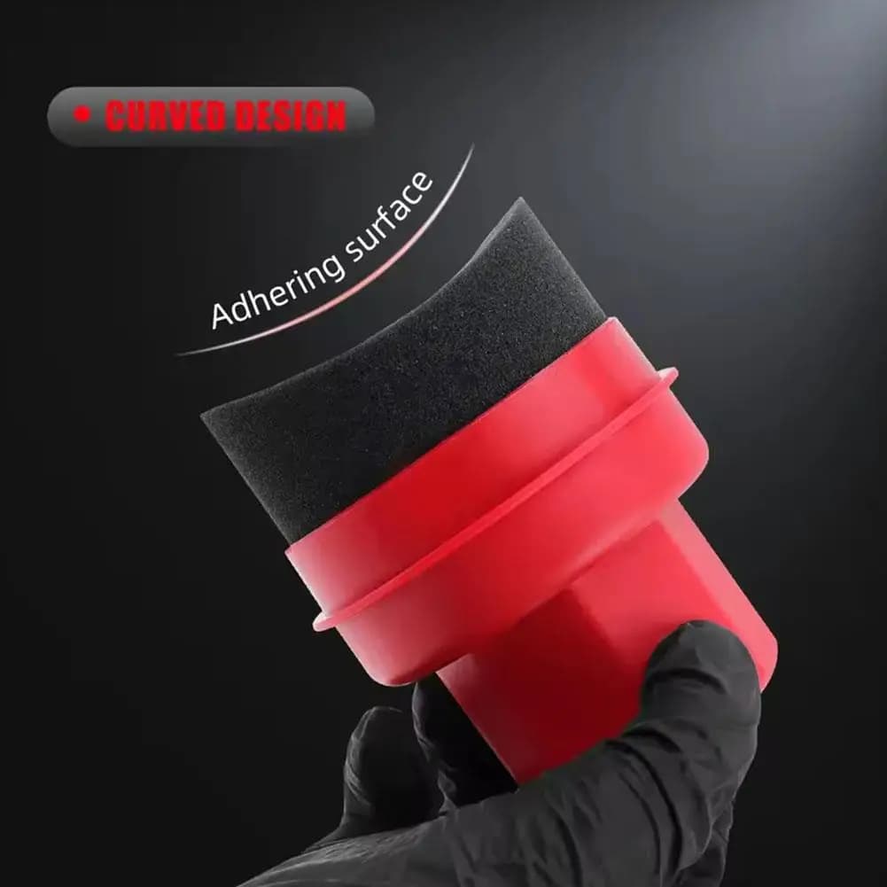 Spugna riutilizzabile per applicatore di cera per pneumatici con coperchio Tampone curvo per pulizia auto per kit di dettagli per medicazione pneumatici Strumenti per ceratura per auto