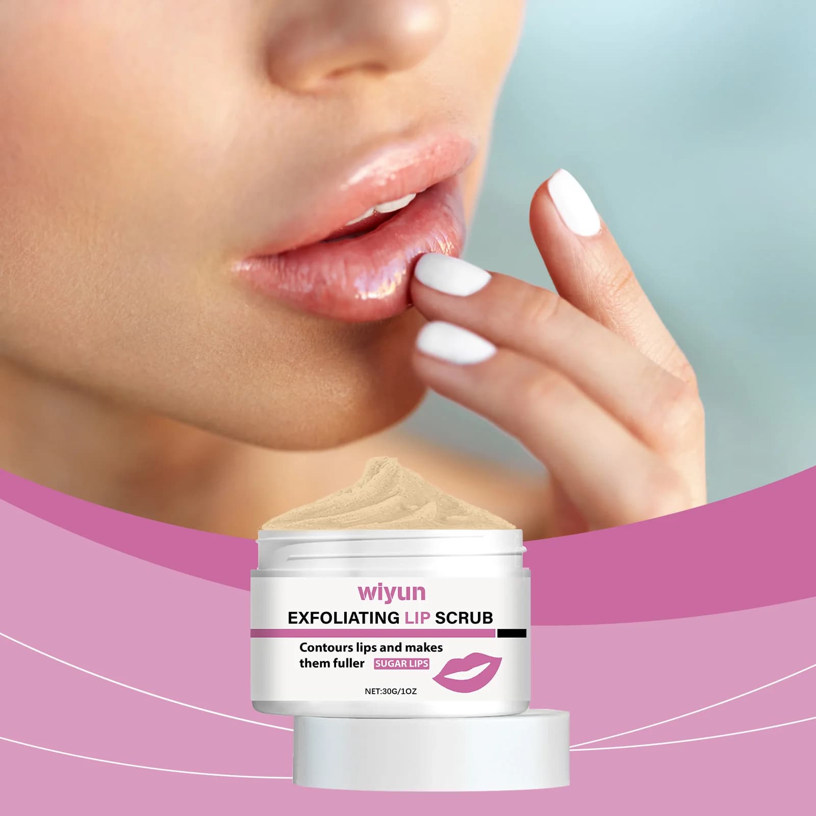 Gentle lip scrub, cares lips exfoliating and moisturizing, hydrating sugar scrub for soft and smooth lips