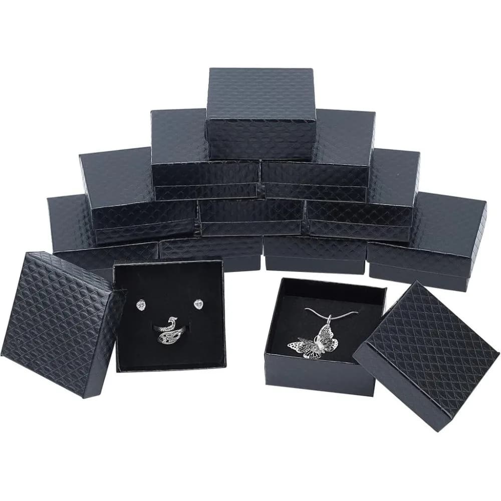 10 Pcs Black Single Watch Box 3.4x3x2 Cardboard Gift Packaging Box Watches Holder With Pillow Bracelet Holder Square Storage