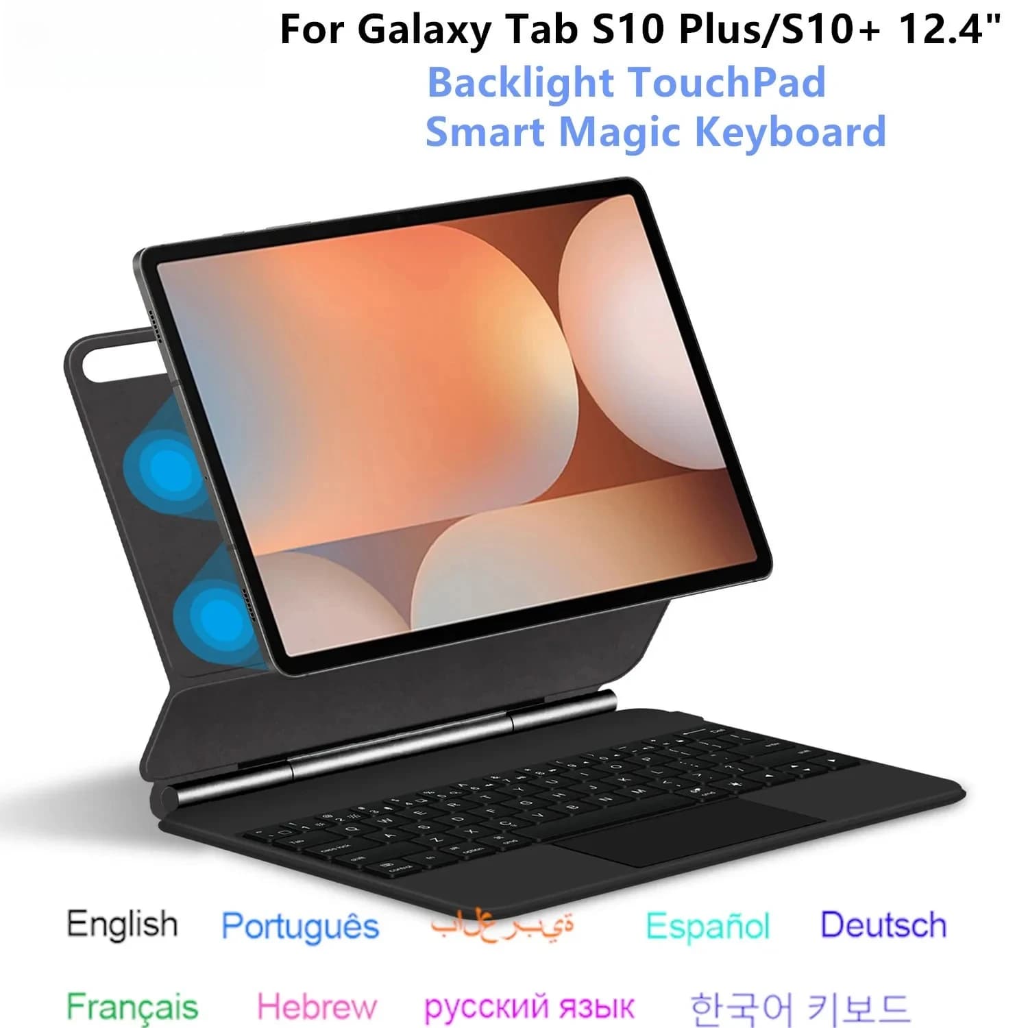 Magic Keyboard Folio for Samsung Galaxy Tab S10+ S10 Plus 12.4 Inch Tablet Smart Case SM-X820 SM-X526 X826B Keyboard Cover