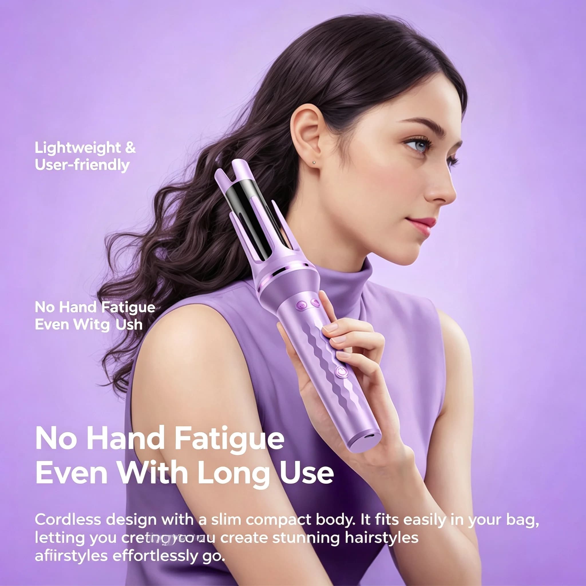 32mm Curling Iron Auto-rotating Auto Shutoff Type-c Charging Portable Big Roll Anion Ceramic Hair Curler Wavy Hair Styling Tools