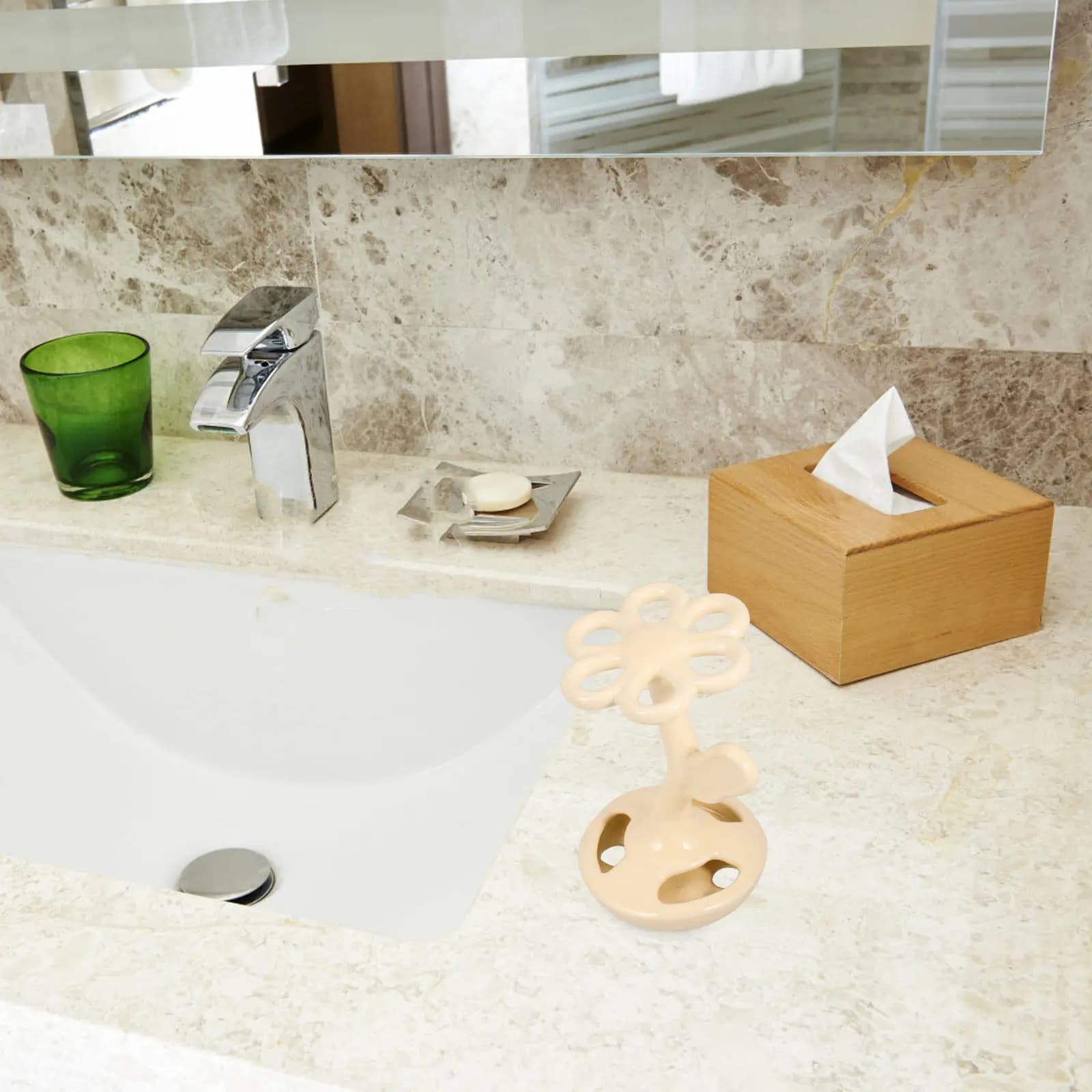 Portaspazzolini in Ceramica, Organizzatore per Pennelli da Trucco, Portaoggetti da Bagno a 6 Fori per Spazzolini e Matite per Sopracciglia