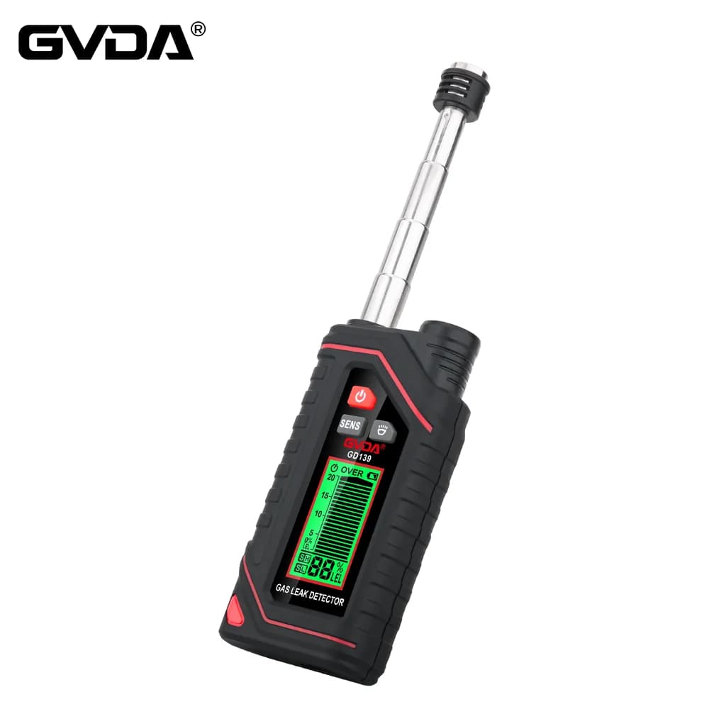 GVDA Gas Leak Detector Carbon Dioxide Combustible Smoke Leak Analyzer Methane Propane Gas Leakage Tester with Extendable Probe