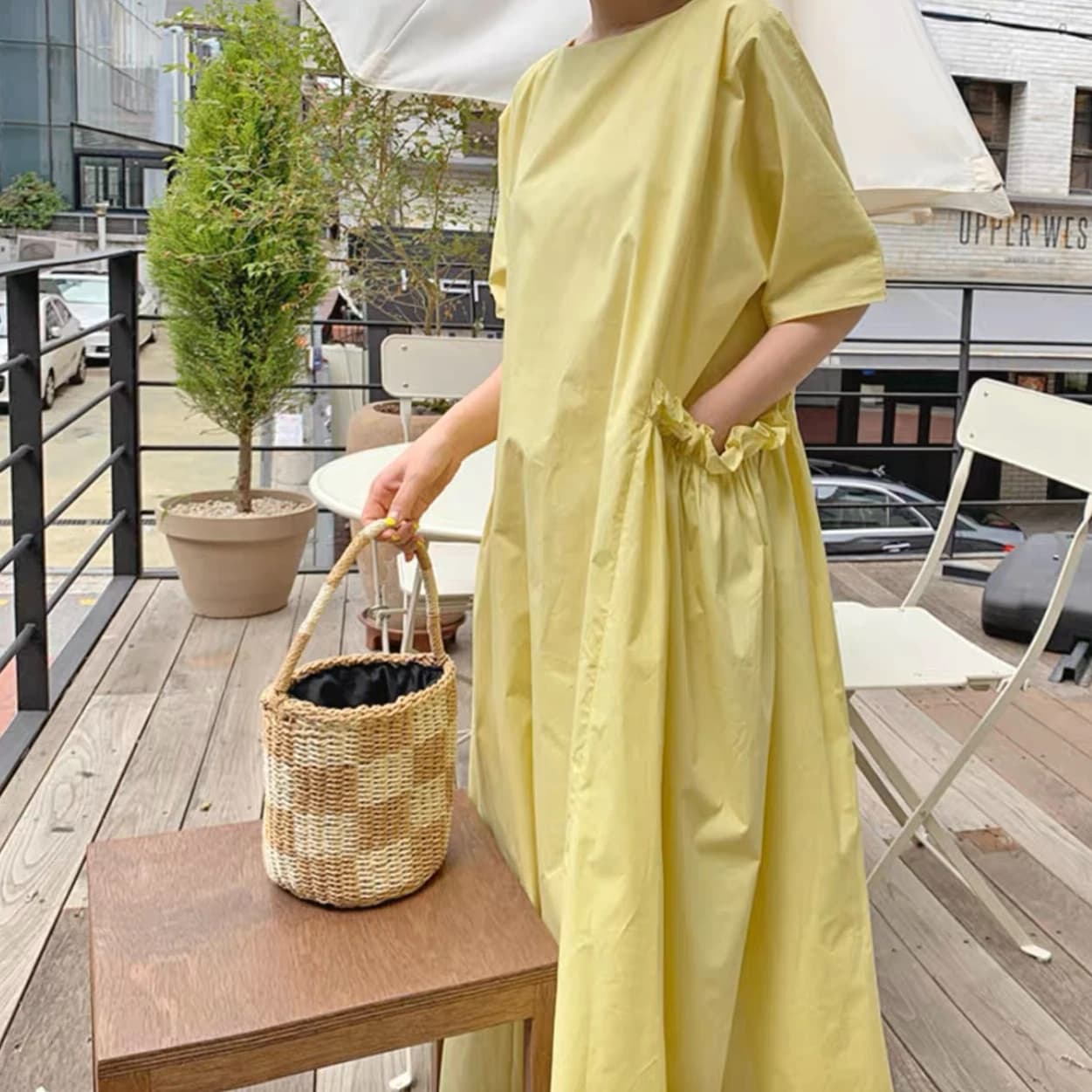 Summer New plus Size Yellow Short Sleeve Women's Dress A-Line Maxi Skirt Loose Fit Slimming Korean Style Casual Temperament